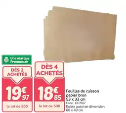 Promocash Feuilles de cuisson papier brun offre