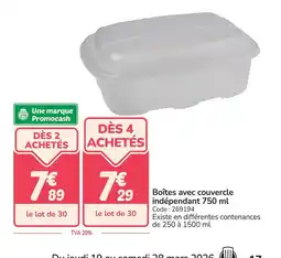 Promocash Boîtes avec couvercle indépendant offre