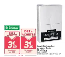 Promocash Serviettes blanches en papier 2 plis offre