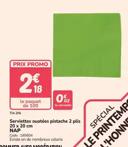 Promocash NAP Serviettes ouatées pistache 2 plis offre