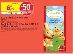 Intermarché LINDT Sachet mini lapin or lait offre