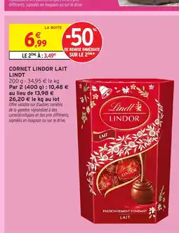 Intermarché LINDT Cornet lindor lait offre