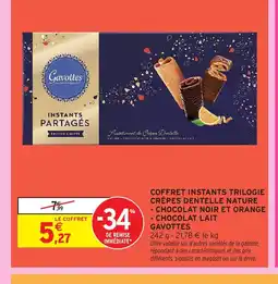 Intermarché GAVOTTES Coffret instants trilogie crêpes dentelle nature - chocolat noir et orange - chocolat lait offre