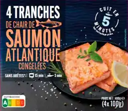 Auchan Sans marque tranches de chair de saumon atlantique congelées offre