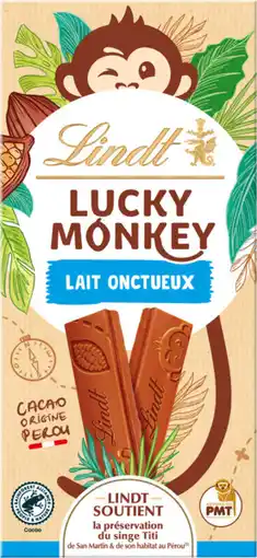 Auchan Lindt tablette de chocolat au lait lucky monkey lindt offre