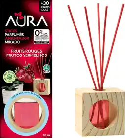 Auchan Cristalinas désodorisant diffuseur bâtonnets fruits rouges aura offre