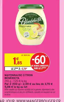 Intermarché BÉNÉDICTA Mayonnaise citron offre
