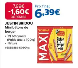Costco Justin bridou mini bâtons de berger offre