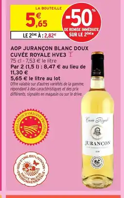Intermarché Aop jurançon blanc doux cuvée royale hve3 offre