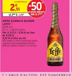 Intermarché LEFFE Bière d'abbaye blonde offre