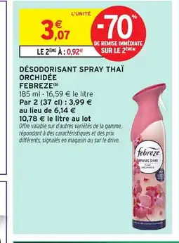 Intermarché FEBREZE Désodorisant spray thaï orchidée offre