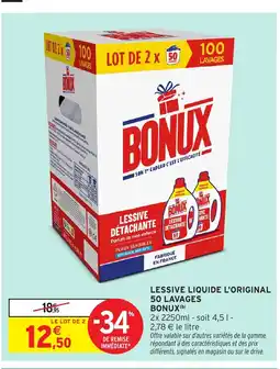 Intermarché BONUX Lessive liquide l'original 50 lavages offre
