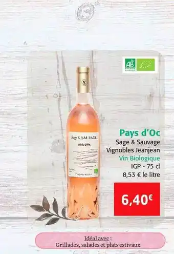 Colruyt Pays D'oc Sage & Sauvage Vignobles Jeanjean offre