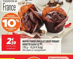 Netto Muffin fourré chocolat coeur fondant noisette/cacao x2 offre