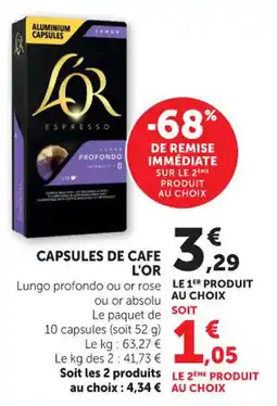 Maximarché Capsules de cafe l'or offre