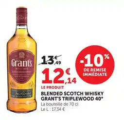 Maximarché Blended scotch whisky grant's triplewood 40° offre