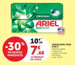 Maximarché Lessive ariel pods 3 en 1 offre