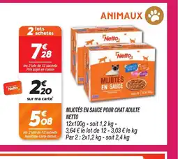 Netto NETTO Mijotés en sauce pour chat adulte offre