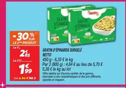 Netto NETTO Gratin d'épinards surgelé offre