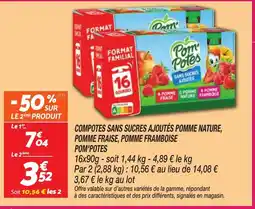 Netto POM'POTES Compotes sans sucres ajoutés pomme nature, pomme fraise, pomme framboise offre