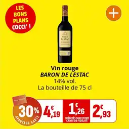 Coccinelle Supermarché Vin rouge baron de lestac offre