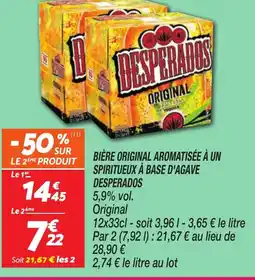 Netto DESPERADOS Bière original aromatisée à un spiritueux à base d'agave offre