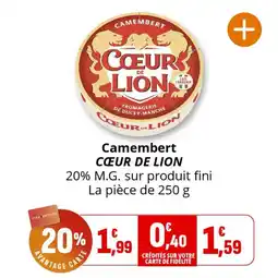 Coccinelle Supermarché Camembert cœur de lion offre