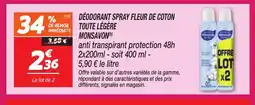 Netto MONSAVON Déodorant spray fleur de coton toute légère offre