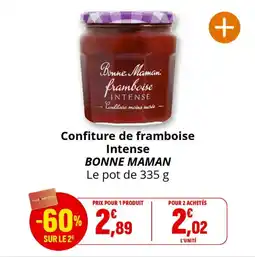 Coccinelle Supermarché Confiture de framboise intense bonne maman offre