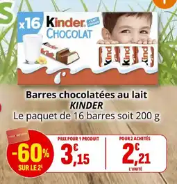 Coccinelle Supermarché Barres chocolatées au lait kinder offre