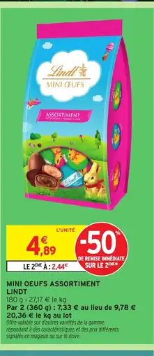 Intermarché Hyper LINDT Mini oeufs assortiment offre