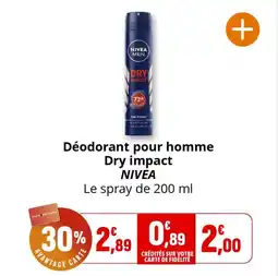 Coccinelle Supermarché Déodorant pour homme dry impact nivea offre
