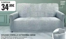 Shopix HOUSSE CHENILLE EXTENSIBLE GRISE offre