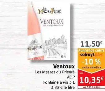Colruyt Ventoux Les Messes Du Prieuré Aop Fontaine à Vin offre