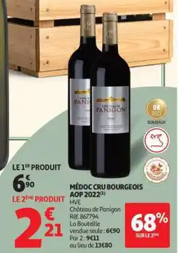 Auchan Médoc Cru Bourgeois Aop 2022 offre
