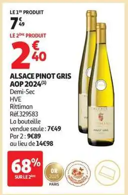 Auchan ALSACE PINOT GRIS AOP 2024 offre