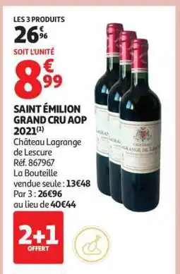 Auchan Saint Émilion Grand Cru Aop 2021 offre