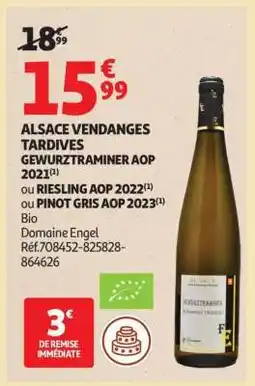 Auchan ALSACE VENDANGES TARDIVES GEWURZTRAMINER AOP 2021 offre