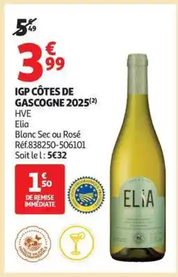 Auchan IGP CÔTES DE GASCOGNE 2025 offre