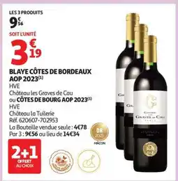 Auchan Blaye Côtes De Bordeaux Aop 2023 offre