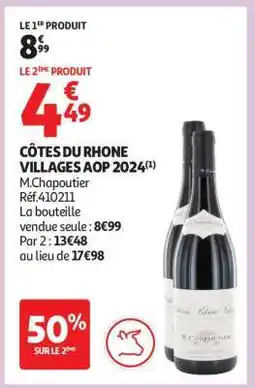 Auchan CÔTES DU RHONE VILLAGES AOP 2024 offre