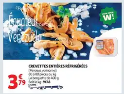 Auchan CREVETTES ENTIÈRES RÉFRIGÉRÉES offre