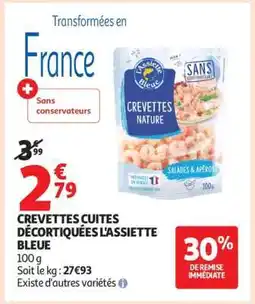 Auchan Crevettes Cuites Décortiquées L'assiette Bleue offre