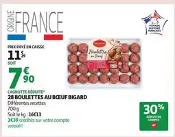 Auchan 28 BOULETTES AU BŒUF BIGARD offre
