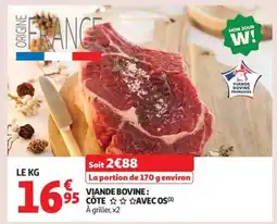 Auchan Viande bovine : côte*** avec os offre