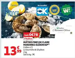 Auchan Huîtres Fines De Claire Marennes Oléron Igp offre