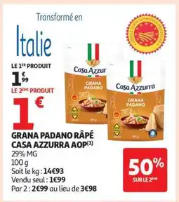 Auchan GRANA PADANO RÂPÉ CASA AZZURRA AOP offre