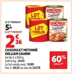 Auchan Cassoulet Mitonné William Saurin offre