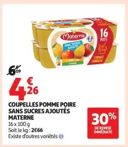 Auchan COUPELLES POMME POIRE SANS SUCRES AJOUTÉS MATERNE offre