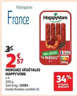 Auchan MERGUEZ VÉGÉTALES HAPPYVORE offre